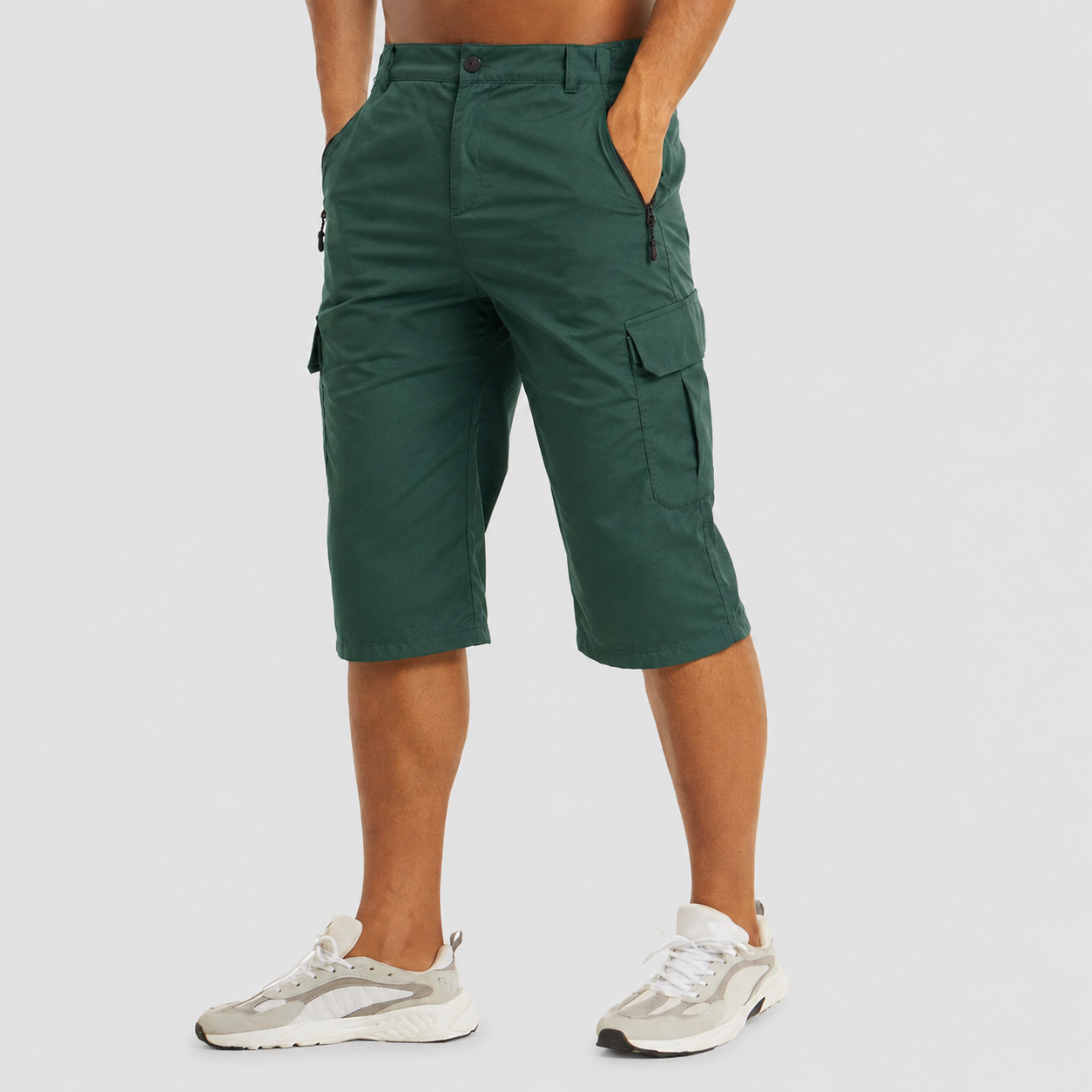 Heren Cargo Shorts met Meerdere Zakken van Sneldrogende Stof Legergroen