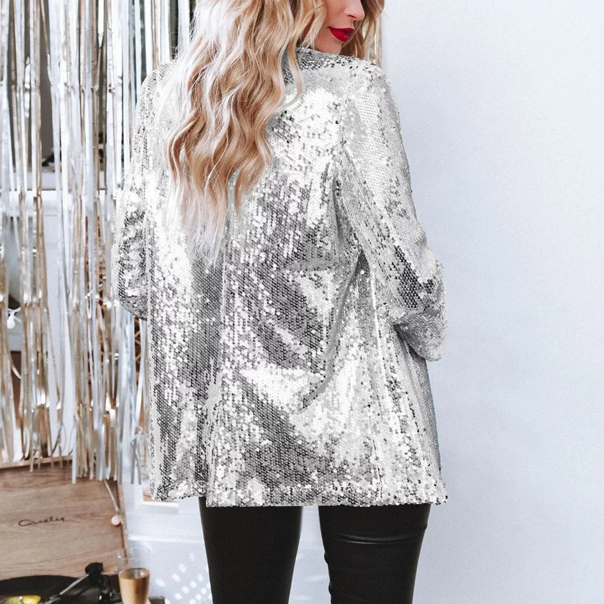 Elegante Dames Glitter Blazer met Pailetten