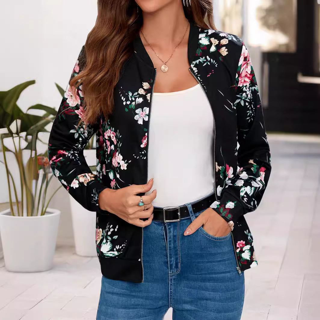 Dames Bomberjack met Bloemenprint