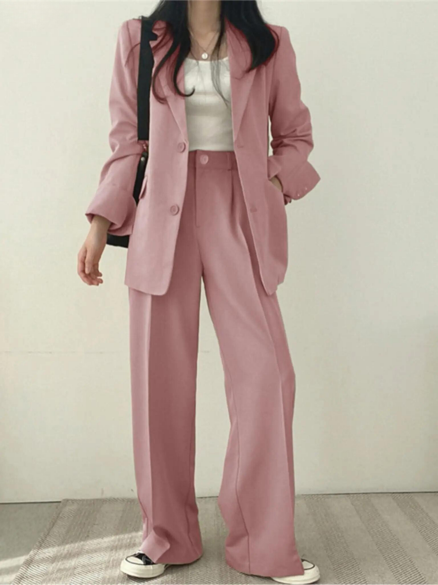 Dames Broekpak met Oversized Blazer en Wide-Leg Pantalon voor Bruiloft 6