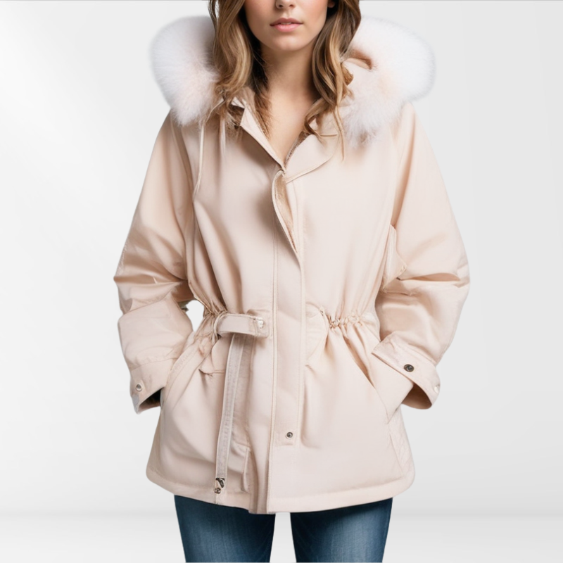 Dames Donzen Winterjas met Afneembare Capuchon en Getailleerd Model