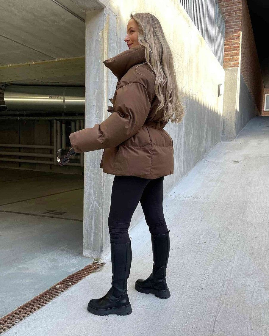 Dames Jas Winter met Ceintuur en Oversized Kraag 3