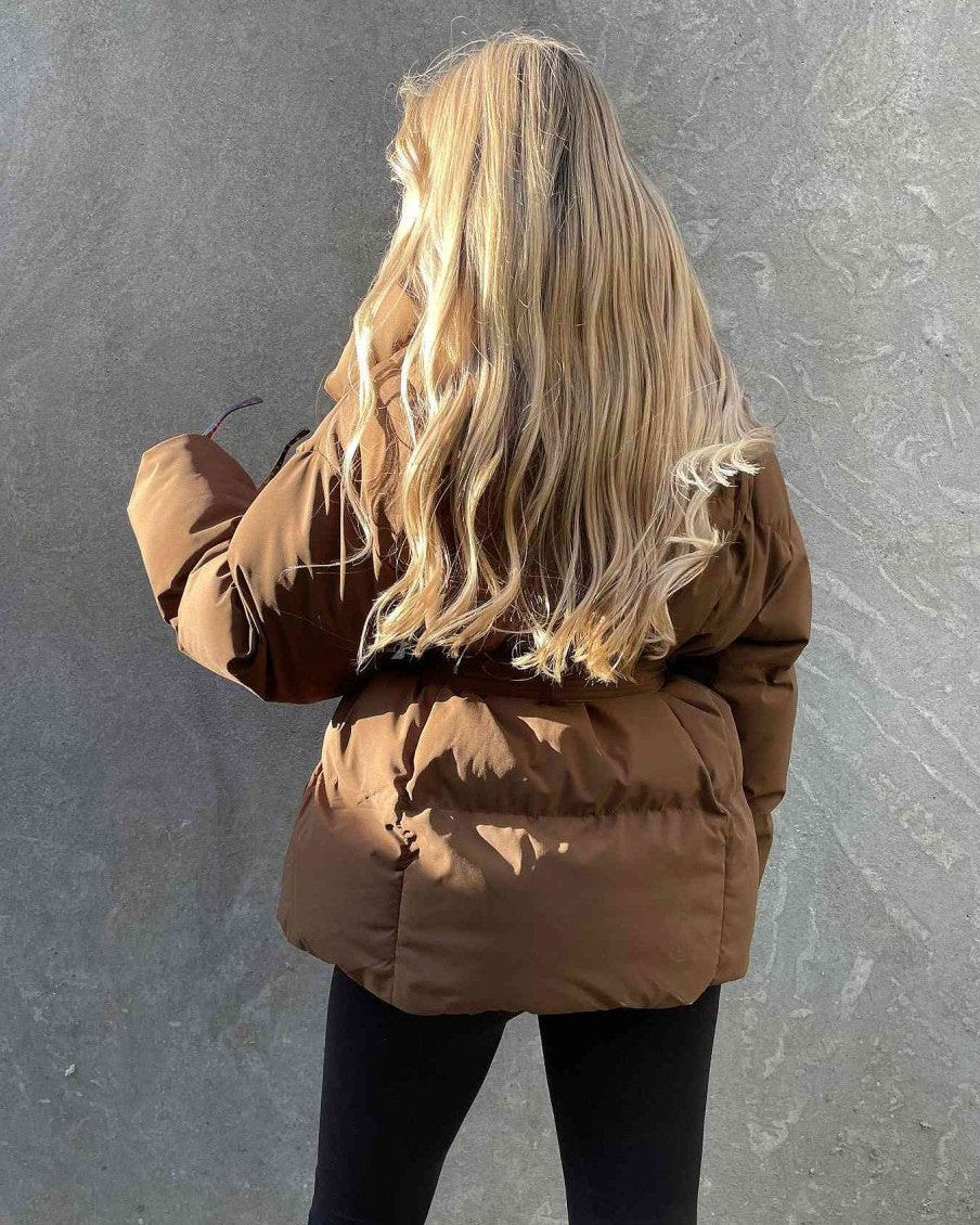 Dames Jas Winter met Ceintuur en Oversized Kraag 4