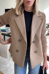 Dames Double Breasted Blazer Gebreid met Reverskraag