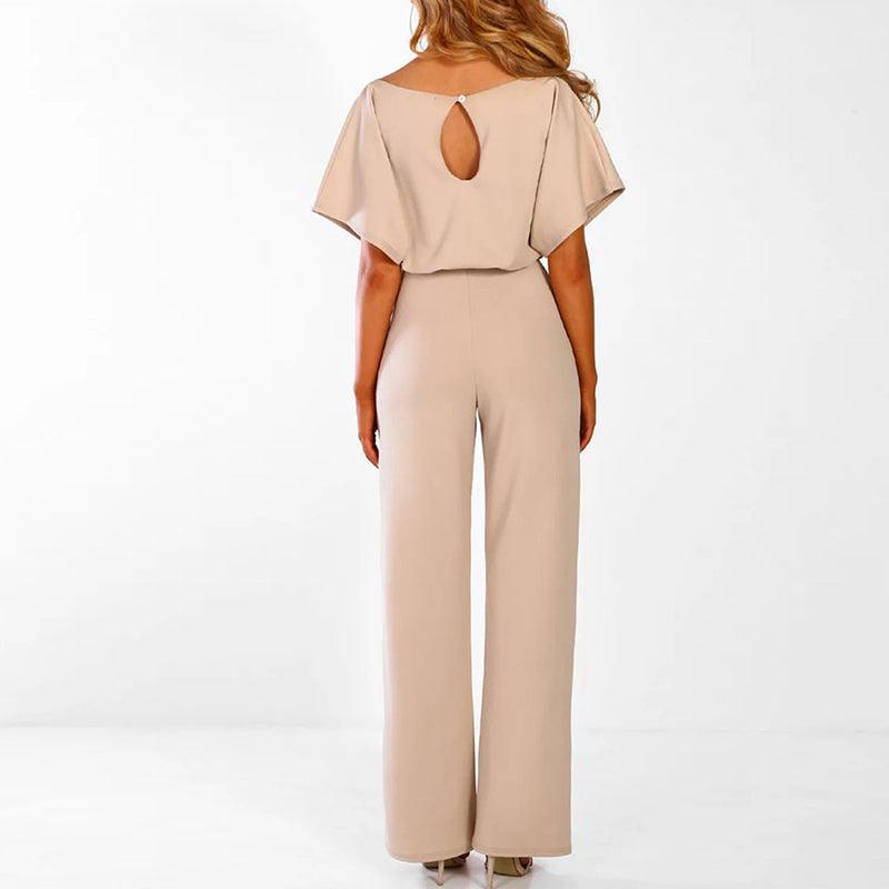 Dames Jumpsuit Korte Mouwen met Ceintuur