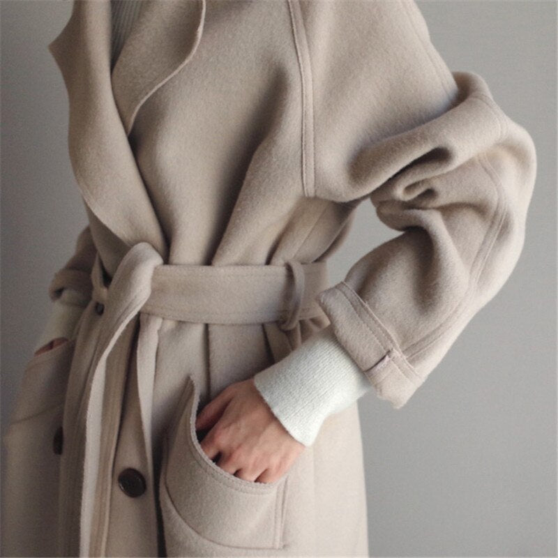Dames Lange Overjas met Wol en Tijdloos Design 3