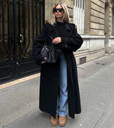 Dames Lange Trenchcoat Oversized met Dubbele Knopen en Reverskraag