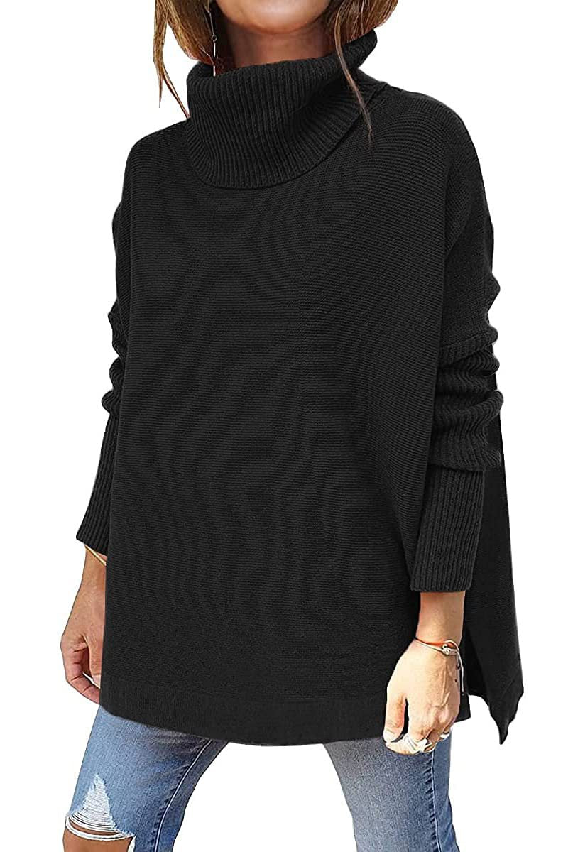 Dames Oversized Coltrui met Hoge Col Zwart
