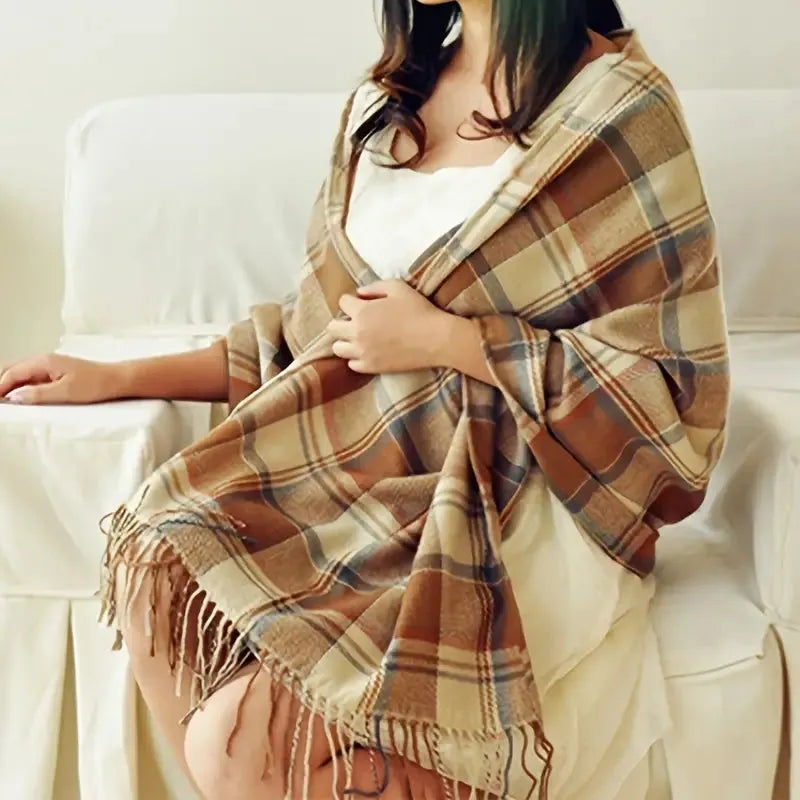 Dames Sjaal met Zachte Textuur en Elegante Afwerking voor de Winter Beige