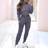 Dames Trainingspak met Cropped Sweater en Hoge Taille Broek