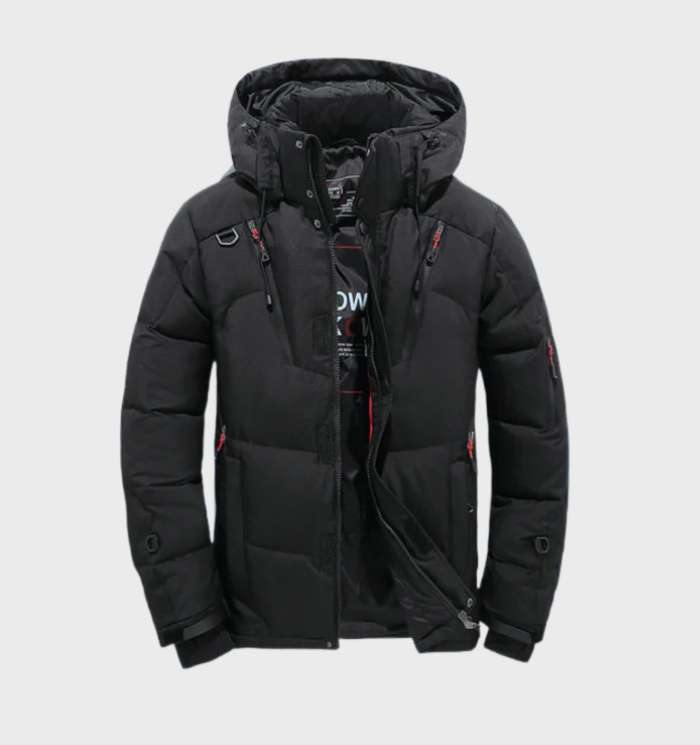 Heren Parka Winterjas met Capuchon en Fleecevoering Zwart