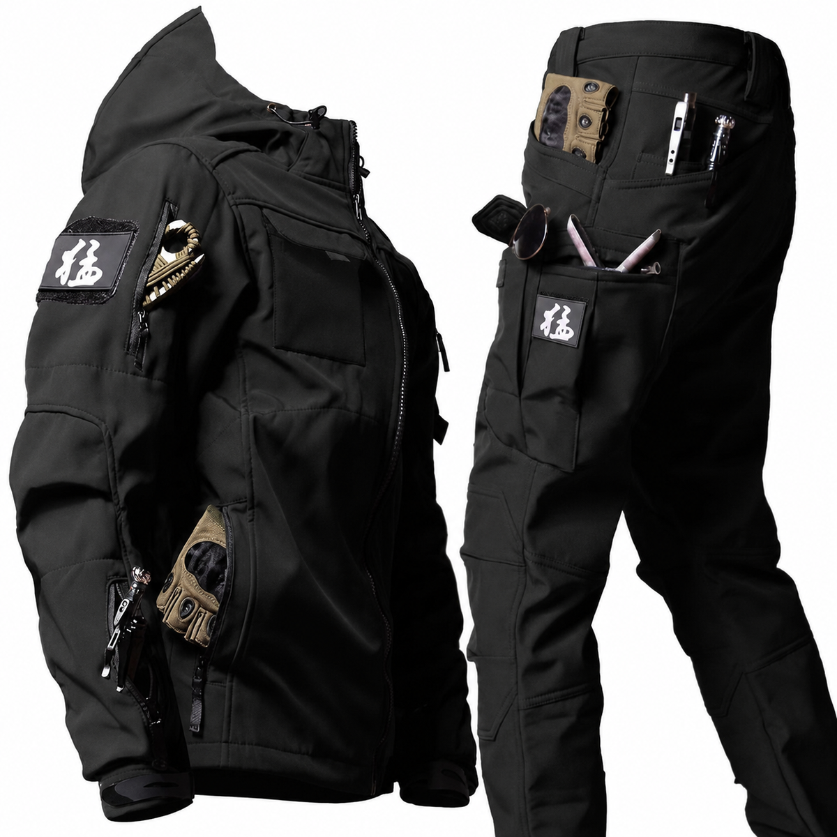 Heren Tactische Outdoor Set Jas en Broek met Cargozakken