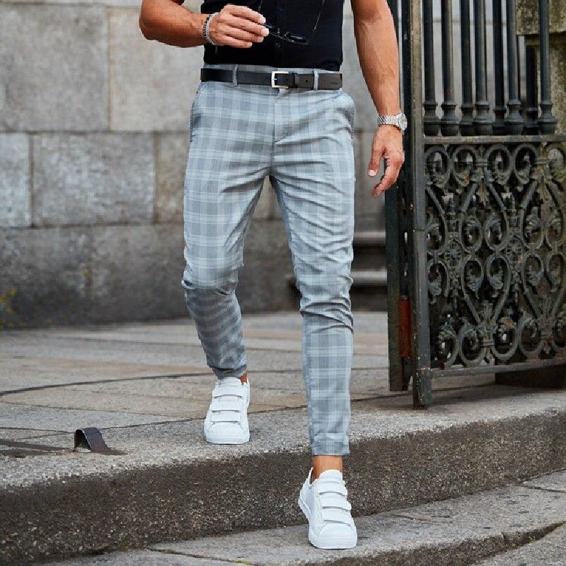 Heren Chino Broek met Ruitpatroon en Comfortabele Pasvorm Grijs