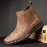 Heren Chelsea Boots met Instapdesign, Elastische Zijpanelen en Western Stiksels