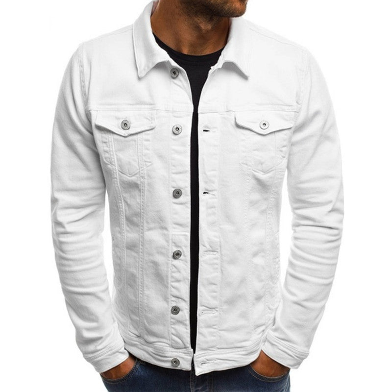 Heren Denim Tussenjas met Uniek Design en Comfortabele Pasvorm Wit