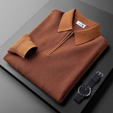 Heren Polo Shirt Wafelstructuur met Lange Mouwen en Kwart-Zip