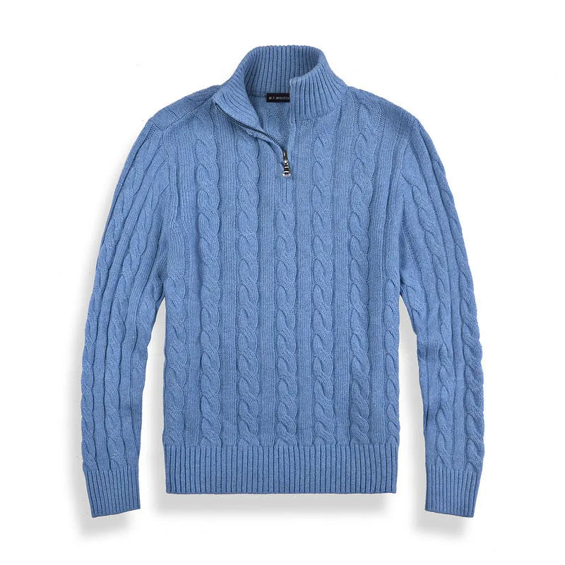 Heren Half-Zip Trui van Hoogwaardige Katoen met Hoge Kraag en Ribgebreide Randen 4