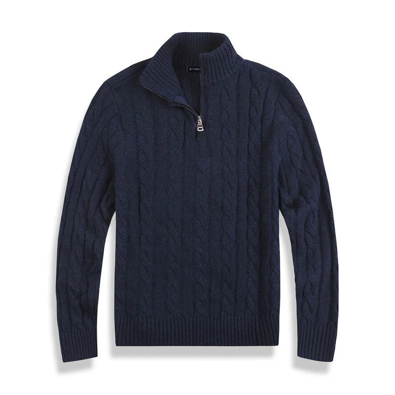 Heren Half-Zip Trui van Hoogwaardige Katoen met Hoge Kraag en Ribgebreide Randen 6