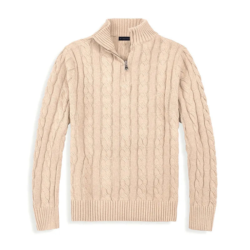 Heren Half-Zip Trui van Hoogwaardige Katoen met Hoge Kraag en Ribgebreide Randen 8