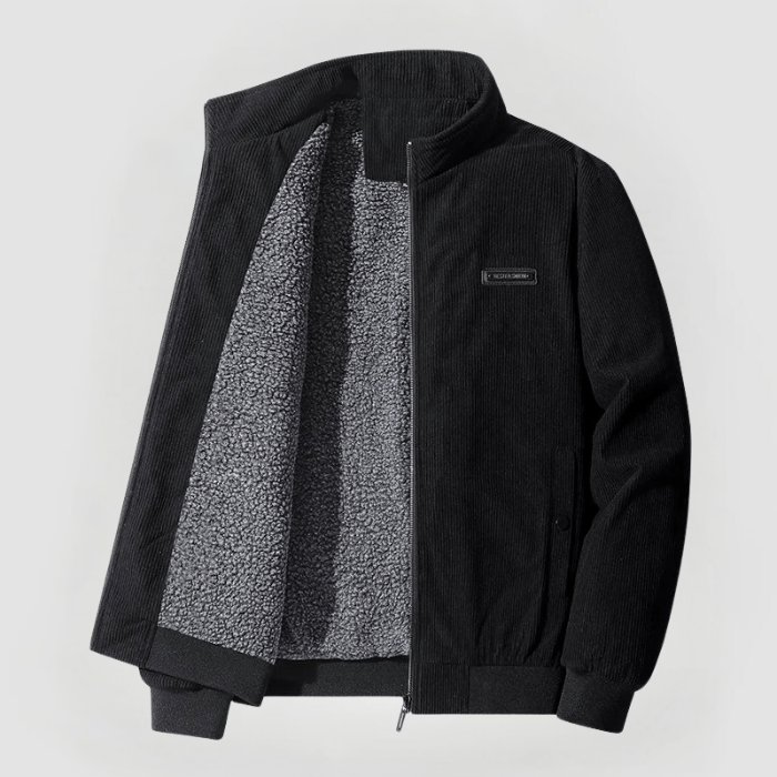 Heren Jack van Corduroy met Sherpa Voering en Comfortabele Pasvorm Zwart