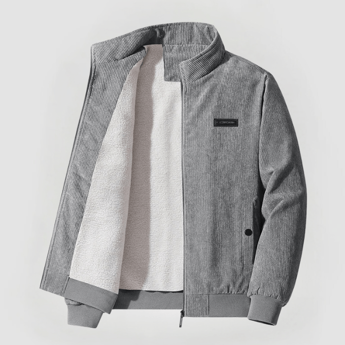 Heren Jack van Corduroy met Sherpa Voering en Comfortabele Pasvorm Grijs