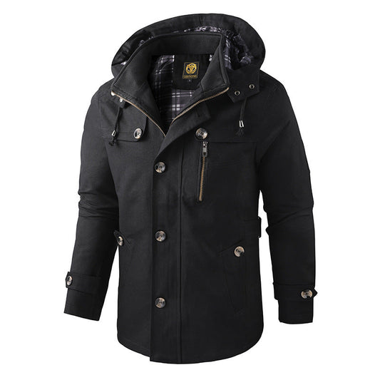 Heren Jas Winter met Moderne Pasvorm en Praktische Details 0