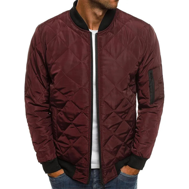 Heren Bomber Jas met Gewatteerd Ontwerp Bordeauxrood