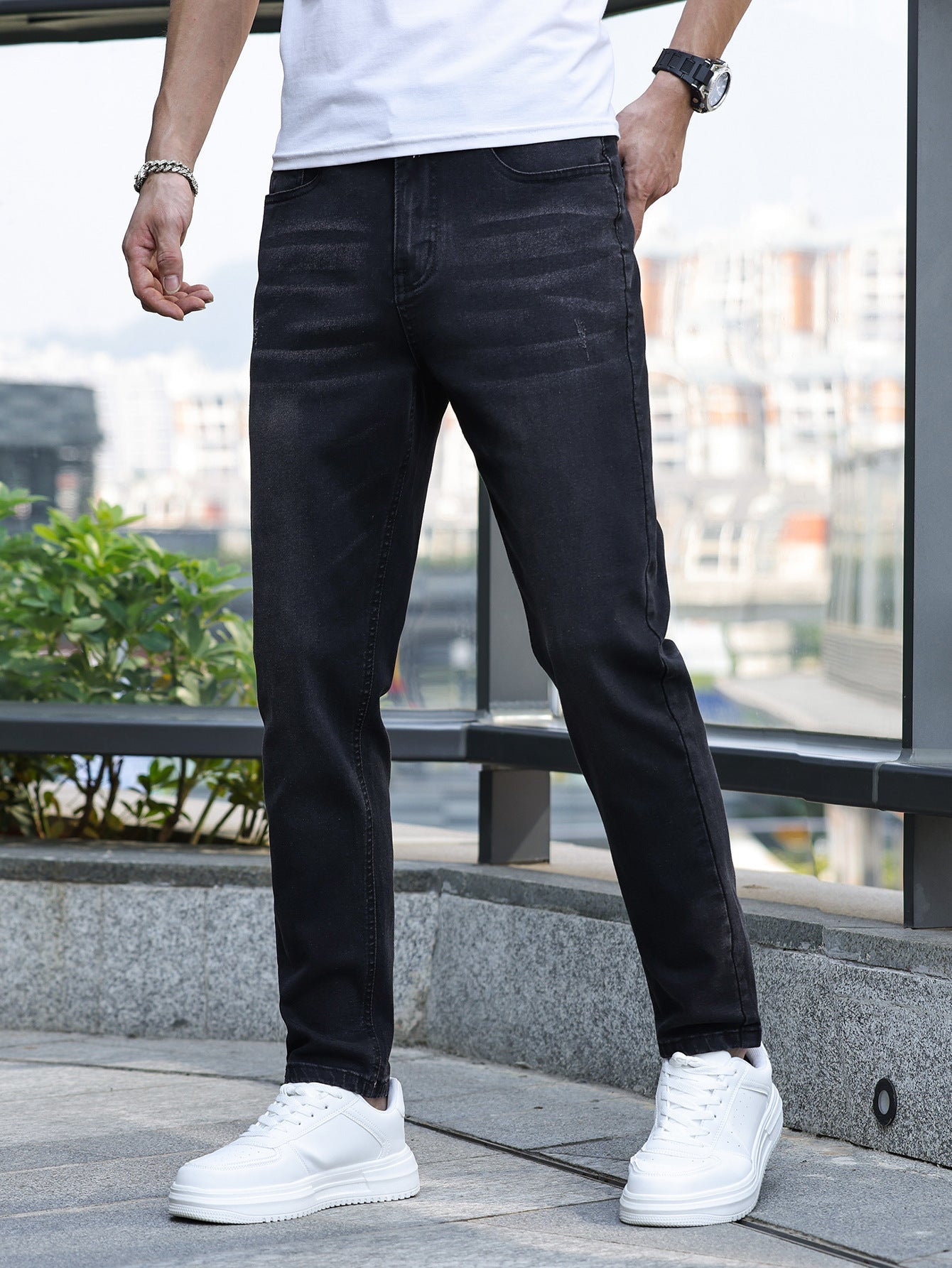 Heren Denim Jeans met Medium Stretch Donkerblauw