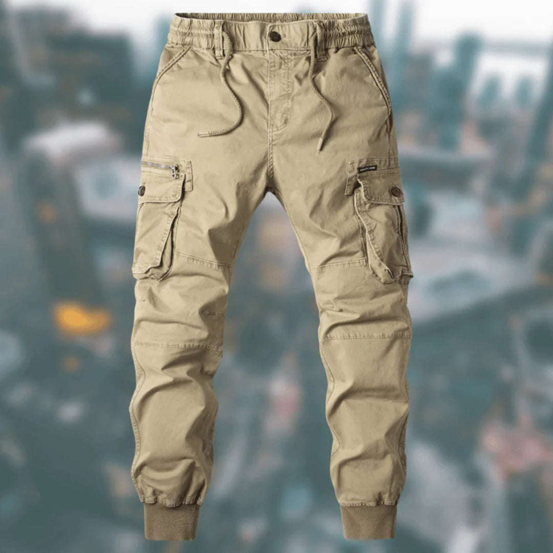 Heren Cargo Jogger Broek met Tailleband Khaki