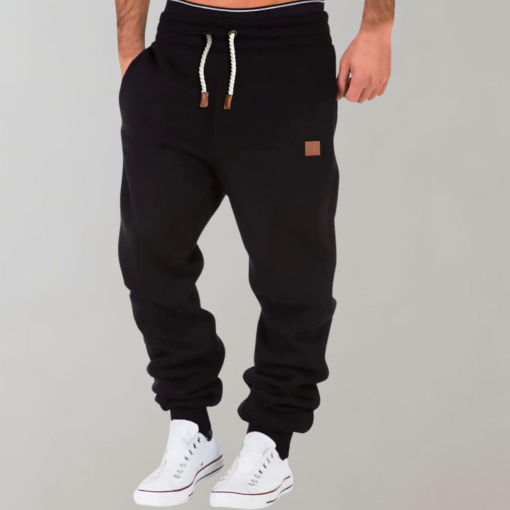 Heren Joggingbroek met Trekkoord en Rechte Pijpen Zwart
