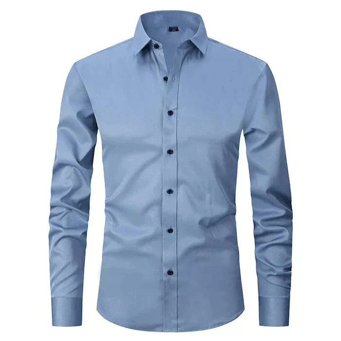 Heren Zakelijke Overhemd met Lange Mouwen en Tailored Fit Lichtblauw