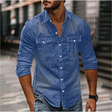 Heren Casual Spijkerblouse Slim Fit met Western Details