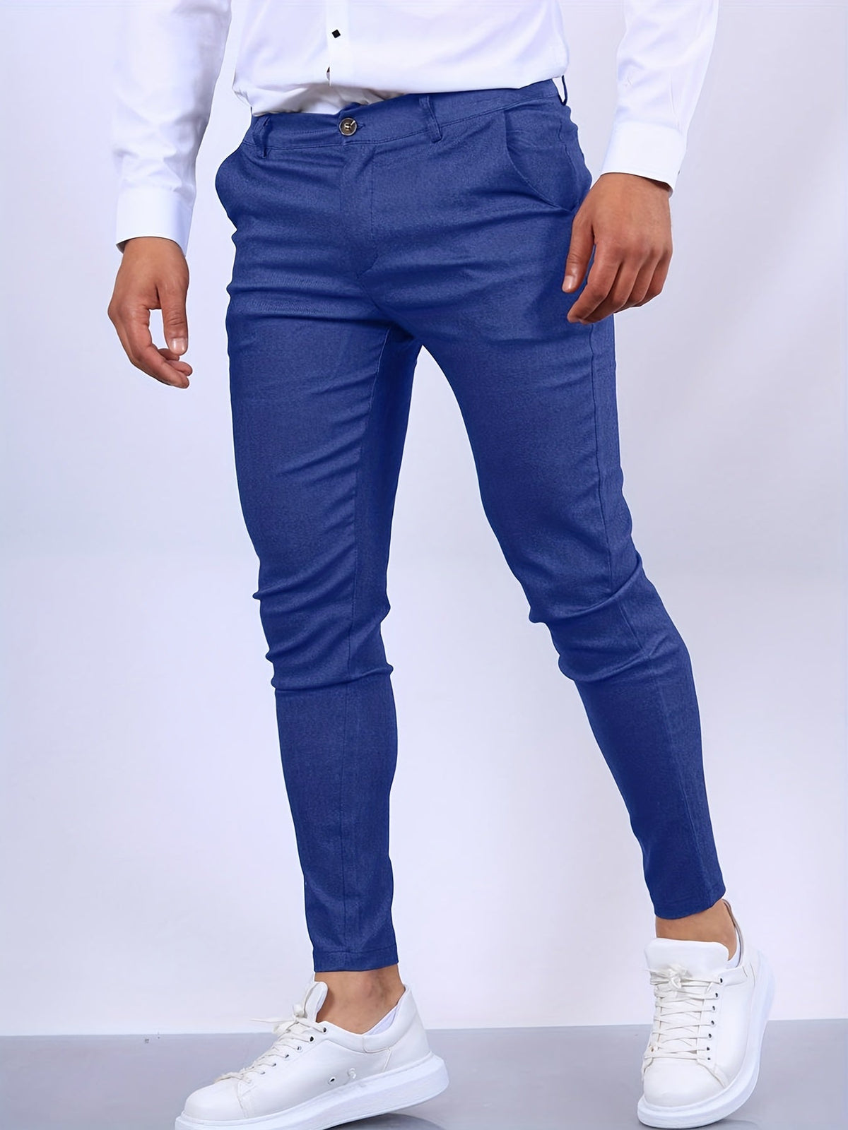 Heren Pantalon Slim Fit met Rechte Pijpen Marineblauw