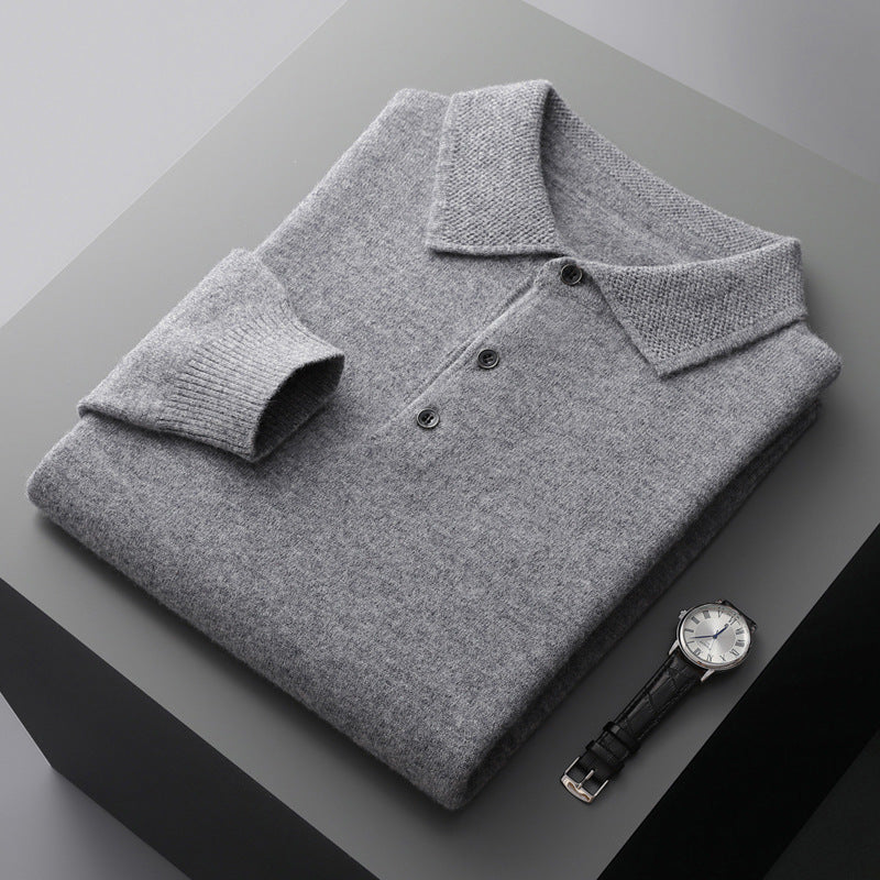 Heren Polo Shirt van Cashmere met Lange Mouwen en Elegante Stijl 1