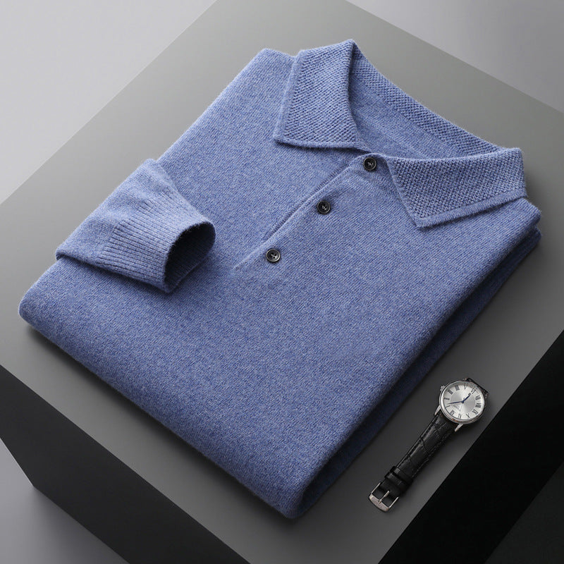 Heren Polo Shirt van Cashmere met Lange Mouwen en Elegante Stijl 2
