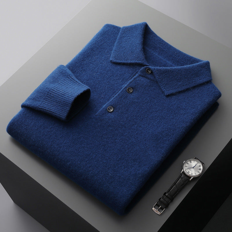 Heren Polo Shirt van Cashmere met Lange Mouwen en Elegante Stijl 3