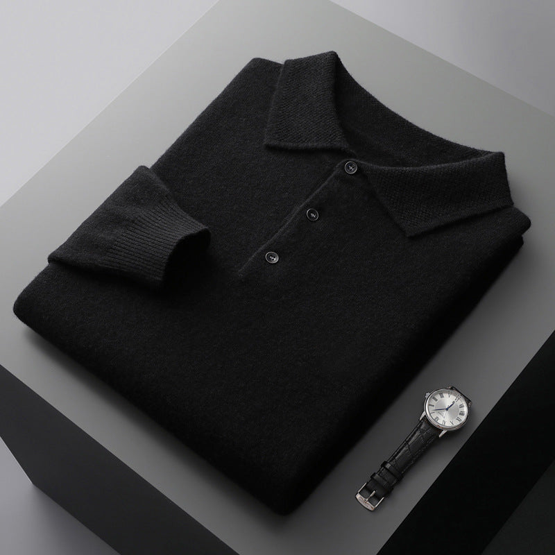Heren Polo Shirt van Cashmere met Lange Mouwen en Elegante Stijl 4