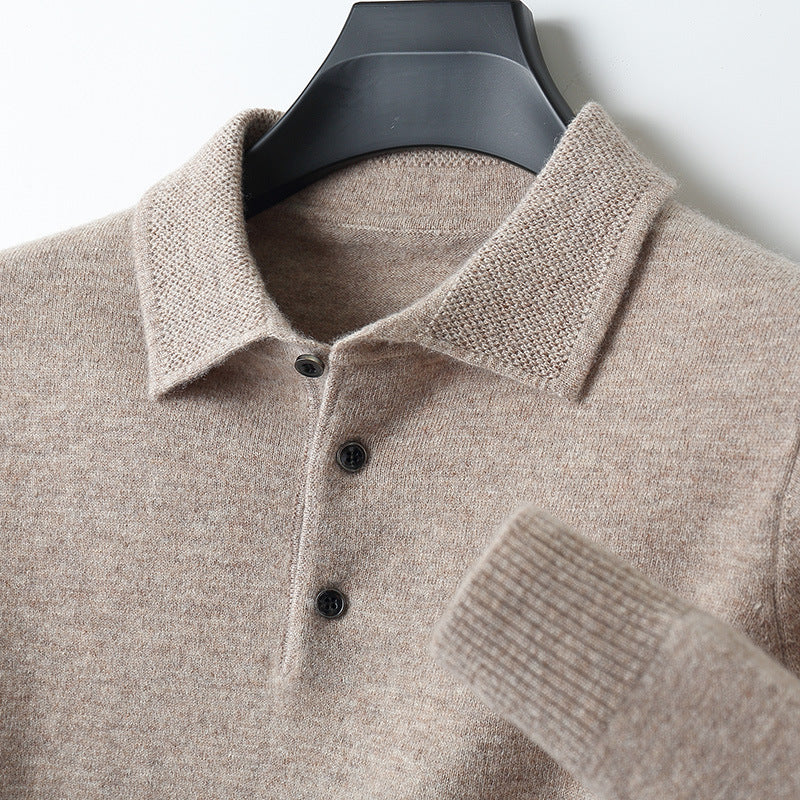Heren Polo Shirt van Cashmere met Lange Mouwen en Elegante Stijl 5