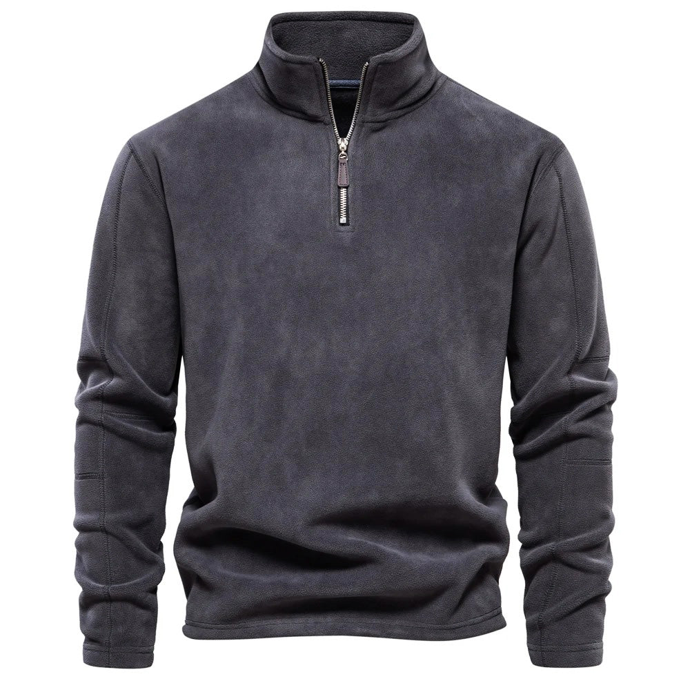 Heren Fleece Pullover met Halve Zip Donkergrijs