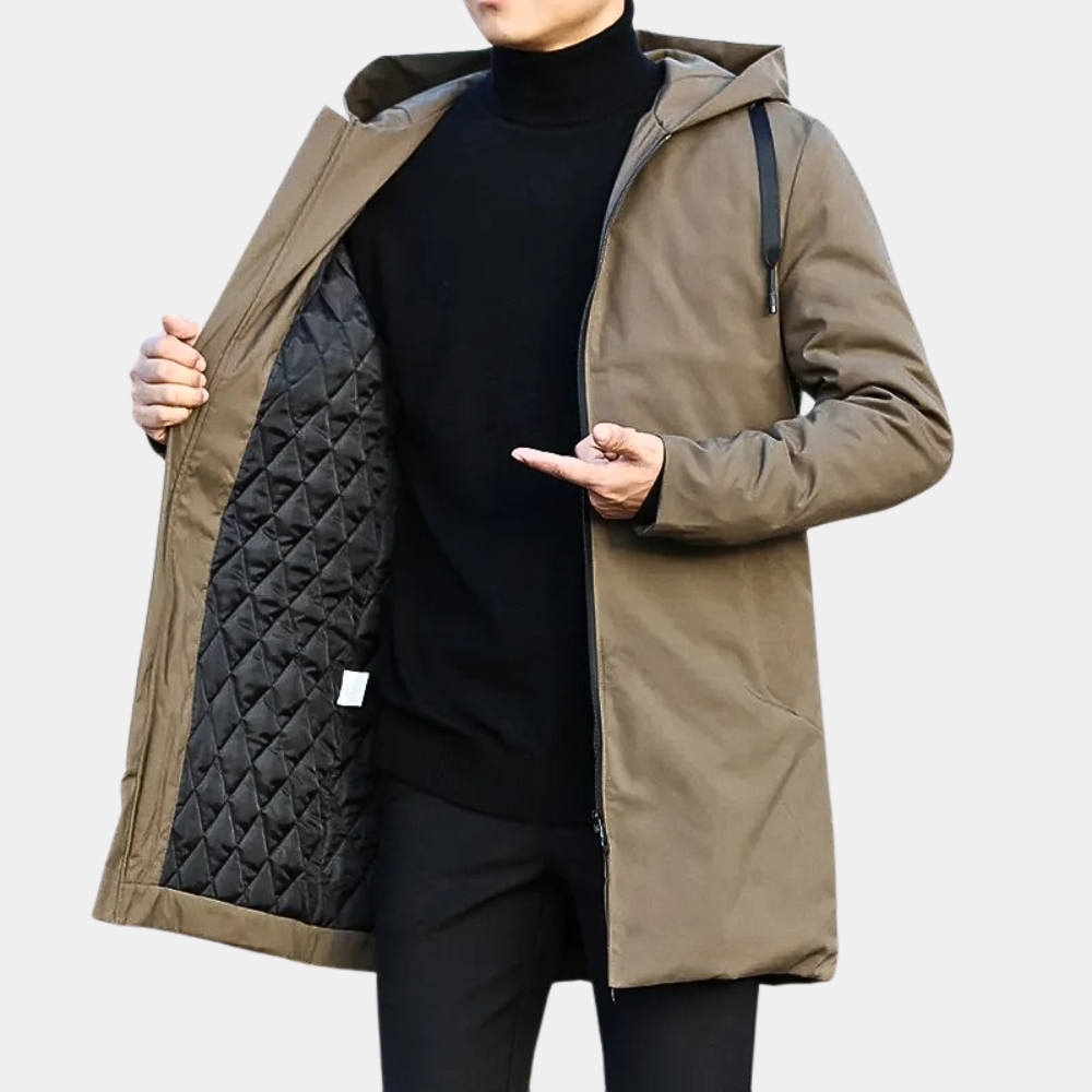 Heren Regenjas Waterdicht Met Binnenvoering Voor Herst en Winter Lichtbruin