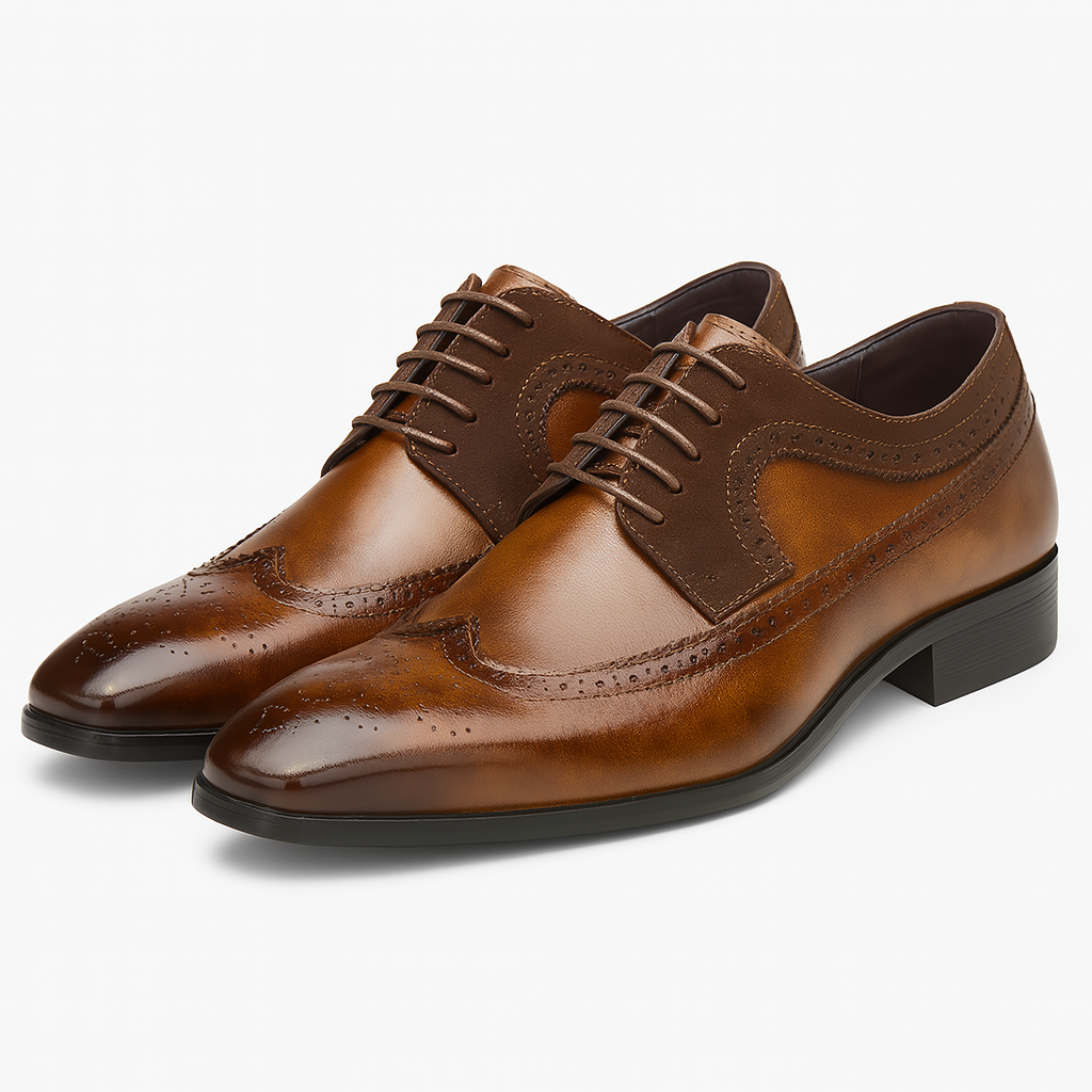 Heren Schoenen met Wingtip Brogue Detail en Premium Leer 0