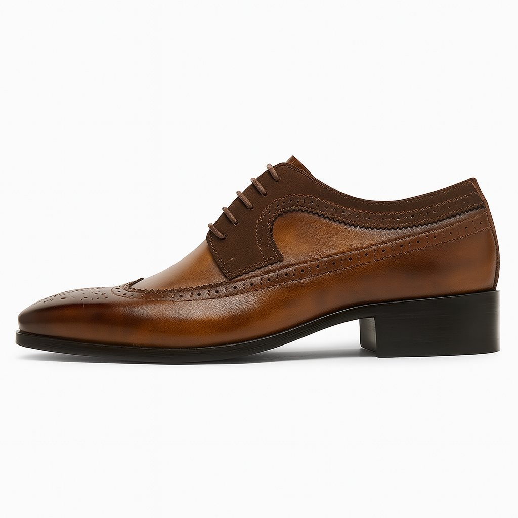 Heren Schoenen met Vetersluiting en Wingtip Brogue Detail