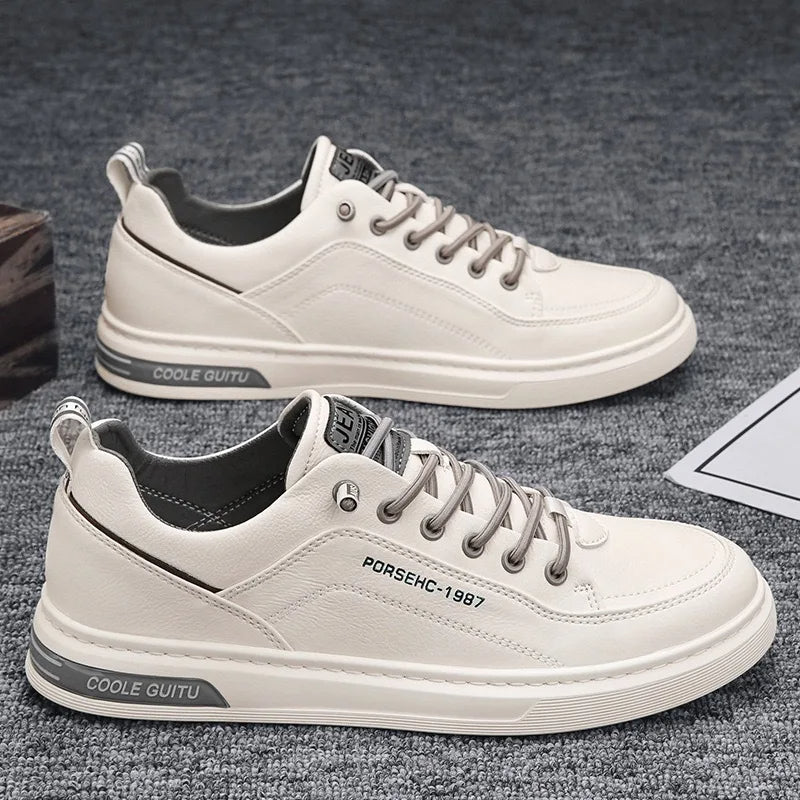 BP Heren Casual Sneakers met Platte Zool Beige