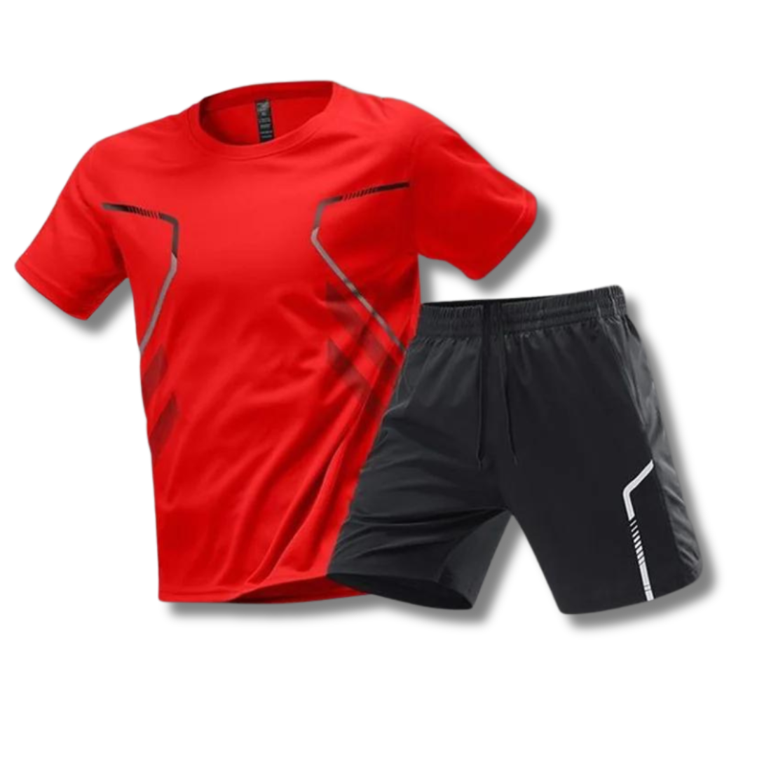 Heren Sportset met Ademend Design en Strakke Pasvorm voor Actieve Sporten Rood