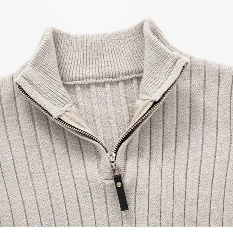 Heren Sweater met Half-Zip en Ribgebreide Mouwen