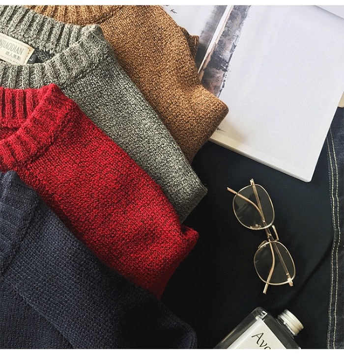 Heren Sweater met Ronde Kraag en Kunstleren Patches voor Casual Look