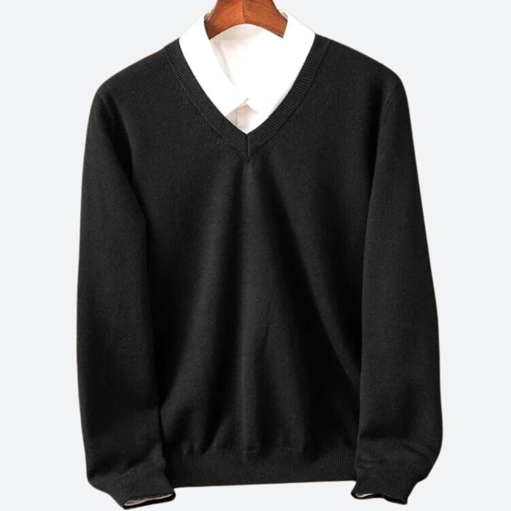 Heren Casual Trui met V-Hals Zwart