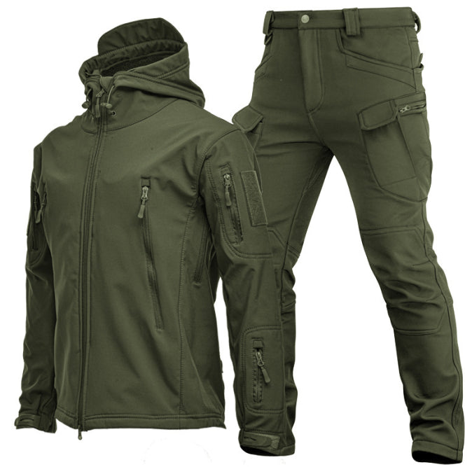 Heren Joggingpak met Capuchon en Warme Voering voor Winter Groen
