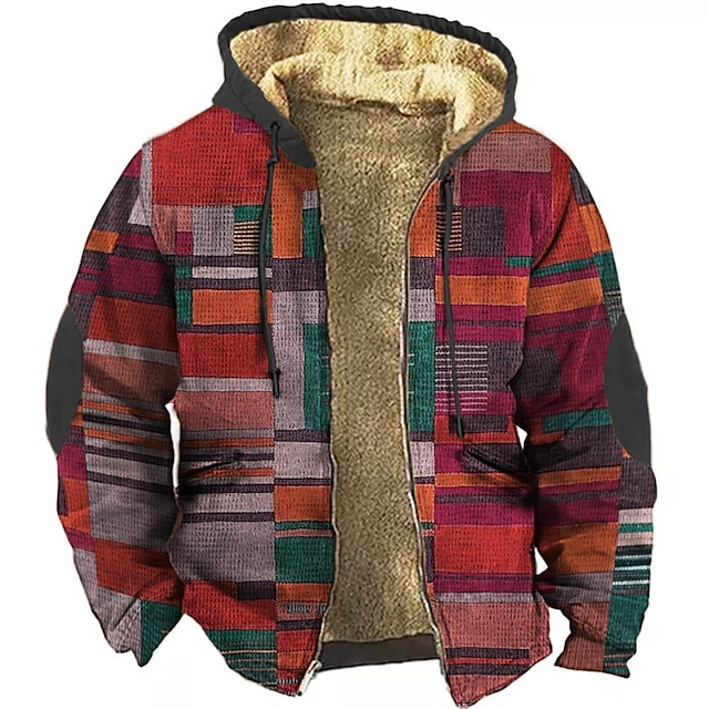 SEASON Heren Patchwork Vest met Fleece en Capuchon Rood