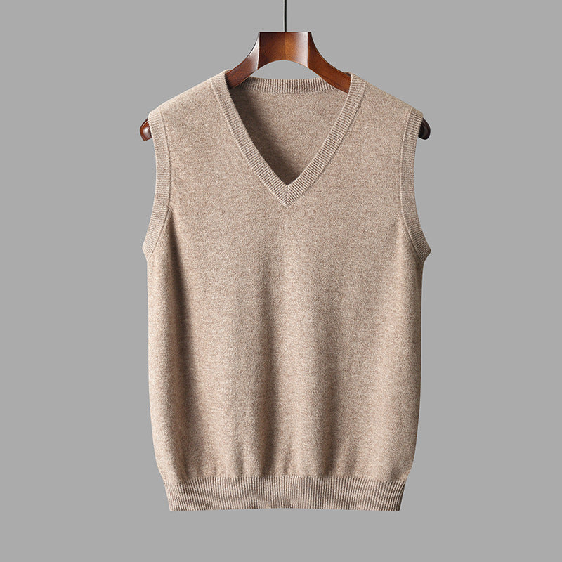 Heren Vest van Merino Wol met V-hals en Minimalistische Pasvorm 0